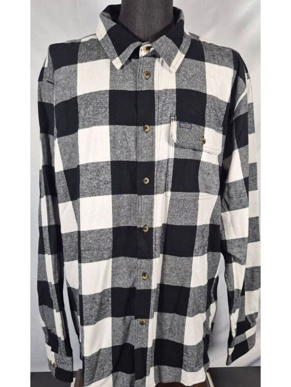 Smith’s Workwear 4XB Buffalo Plaid Flannel Shirt Black White